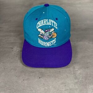 Vintage‎ Charlotte Hornets Snapback Hat Grossman G Cap Blockhead Spellout
